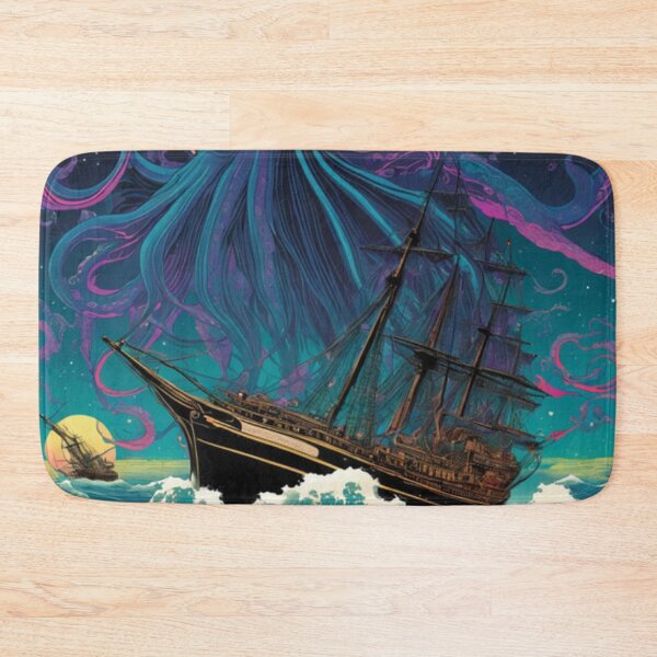 Item preview, Classic Trippy Monster Kraken Attacking Ship designed and sold by TheDarkWardrobe.