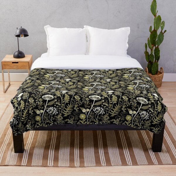 Item preview, Black and Gold Contemporary Retro styled Nature Floral fabric designs designed and sold by Andimoot.