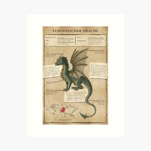 Item preview, Vintage poster European dragon designed and sold by InkofNocturna.