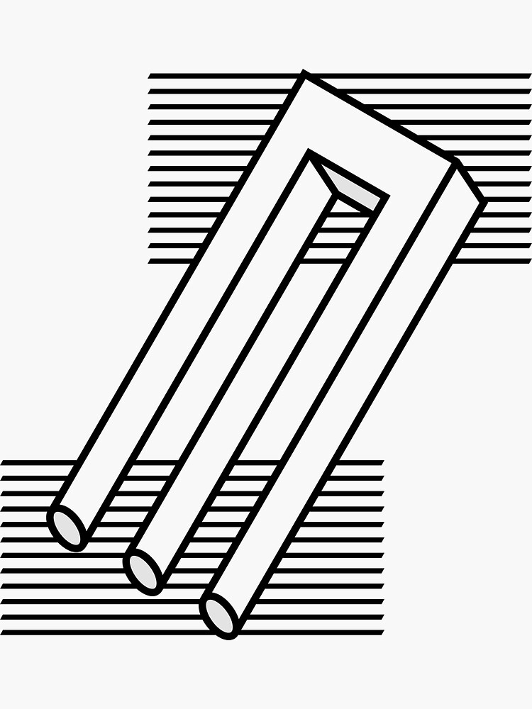 Imagen 3 de 3, Pegatina con la obra Ilusión óptica de tridente imposible, diseñada y vendida por VeryRandomShop.