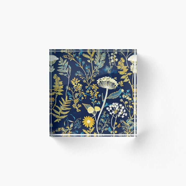 Artikelvorschau, Blues and yellow Contemporary Retro styled Nature Floral fabric designs entworfen und verkauft von Andimoot.