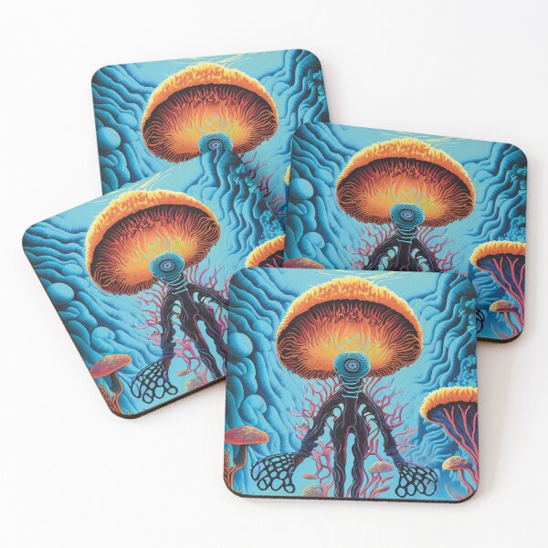 Item preview, Mushroom Coral Monster Alien Man Fantasy Hybrid Sea Plant Creature Surreal Seascape designed and sold by AizyAlien.