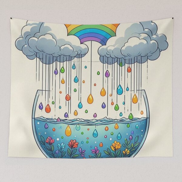 Item preview, Rainbow over the blooming ocean designed and sold by Lyavalio.