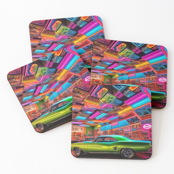 Item preview, Classic Neon Lights Muscle Car Art Retro Showroom designed and sold by TheDarkWardrobe.