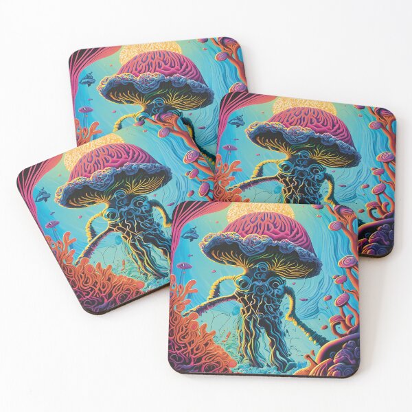 Item preview, Mushroom Coral Monster Man Fantasy Hybrid Sea Plant Surreal Seascape designed and sold by AizyAlien.