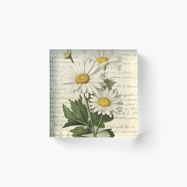 Item preview, Daisy Botanical Collage on Antique Book Page Journal designed and sold by missdebi27.