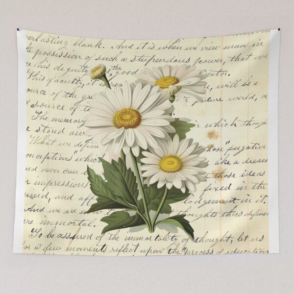 Item preview, Daisy Botanical Collage on Antique Book Page Journal designed and sold by missdebi27.