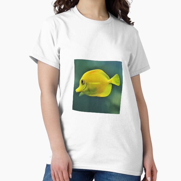 Vista previa del artículo con la obra «Pez amarillo tropical nadando Frutiger Aero», diseñado y vendido por Marici8.