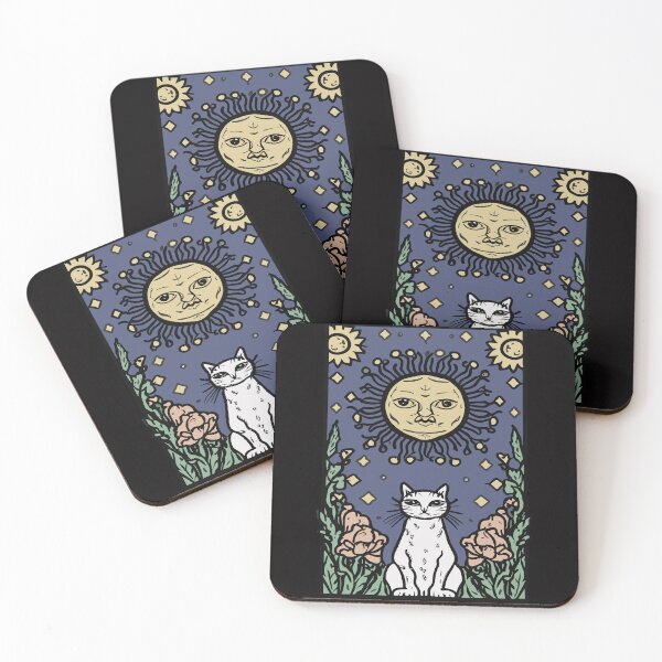 Item preview, Cute Cat Lover, Moon Tarot Card, Cat Tarot Card Crescet Moon designed and sold by DrawHandArt.