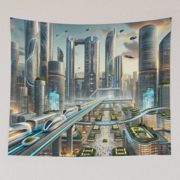 Item preview, Futuristic Cityscape designed and sold by mymagicstoreus.