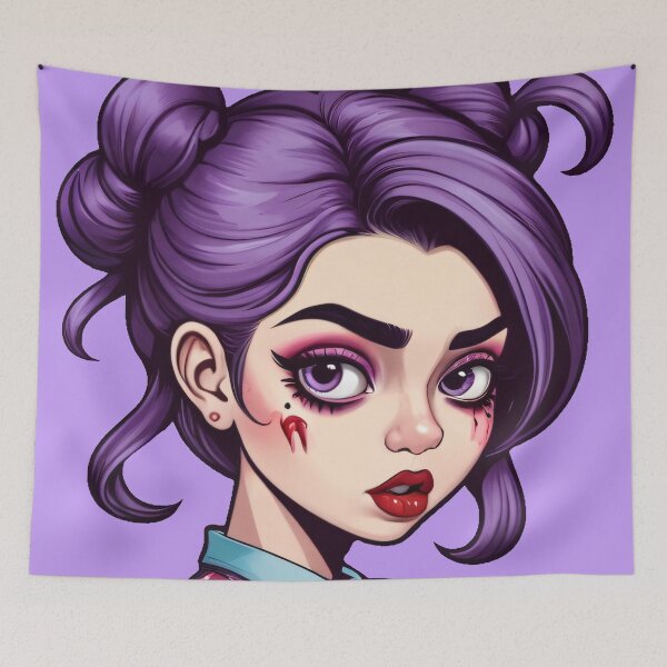 Item preview, Purple Hair Punk Girl Portrait designed and sold by MadnessEnvelope.