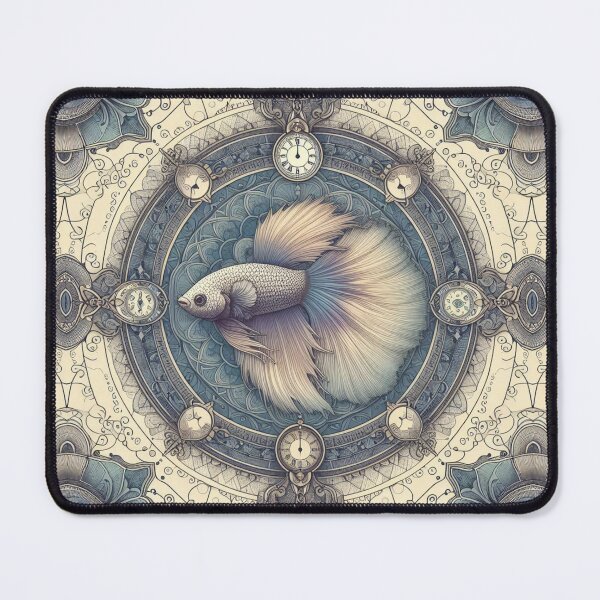Item preview, Betta Fish Baroque Style betta Pet Clock designed and sold by CoffeeIsATrip.