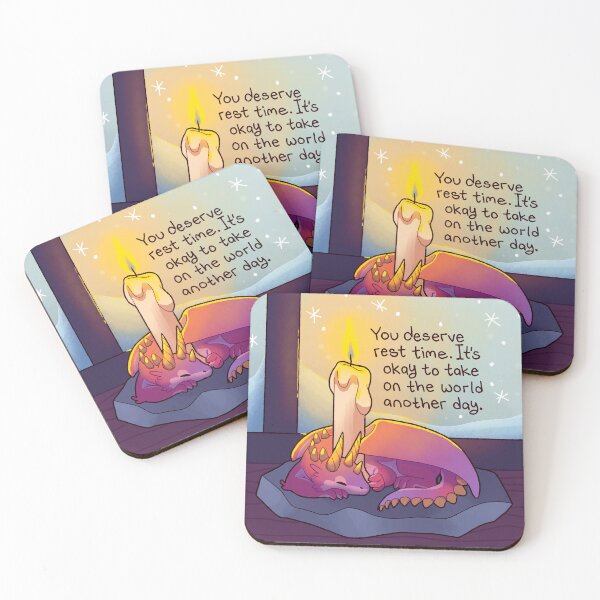 Item preview, "You deserve rest time" Cozy Candle Dragon designed and sold by thelatestkate.