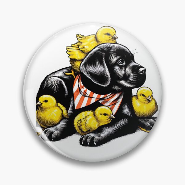 Item preview, yellow chicks nestled in its arms, and one chick is standing on top of the puppy. designed and sold by PaintMeWorld.