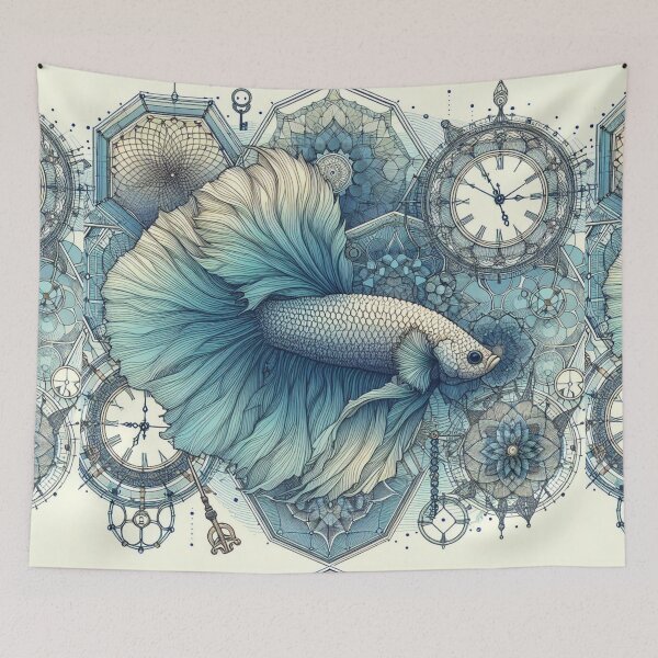 Item preview, Betta Fish Baroque Style betta Pet Mandala designed and sold by CoffeeIsATrip.