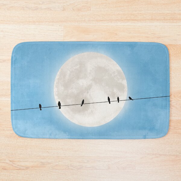 Item preview, Birds on wire silhouette in a full moon designed and sold by wonderxwander.