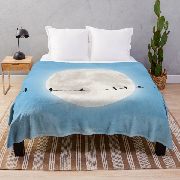 Item preview, Birds on wire silhouette in a full moon designed and sold by wonderxwander.