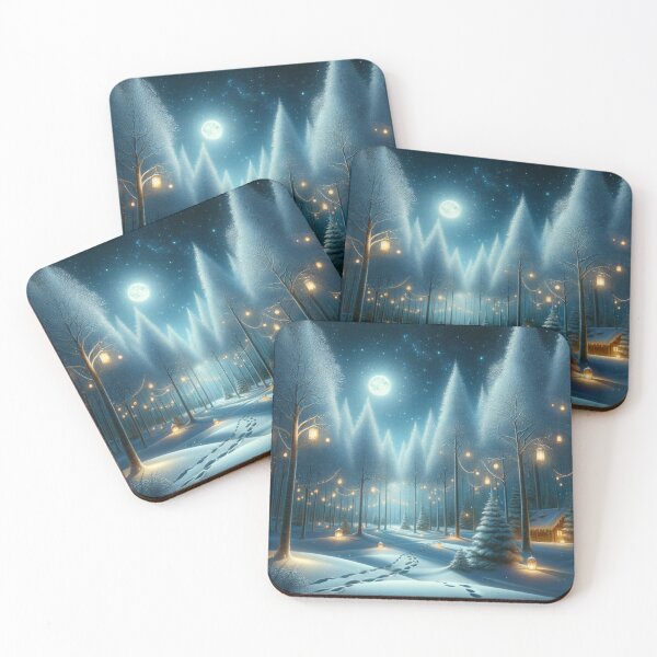 Item preview, Magical Winter Forest Night Art designed and sold by BestArtByArvind.
