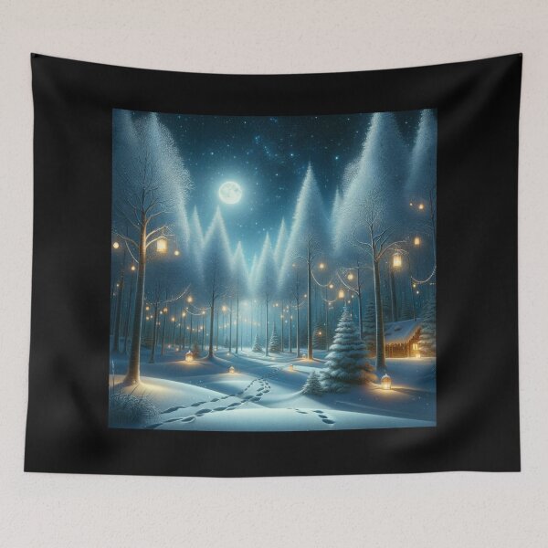 Item preview, Magical Winter Forest Night Art designed and sold by BestArtByArvind.