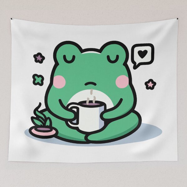 Item preview, Cute Frog Drinking Coffee designed and sold by BluRockDesigns.