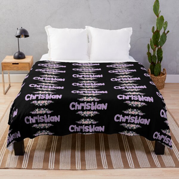 Item preview, Purple Flower Christian Name Label (Black) designed and sold by NormadWorld.