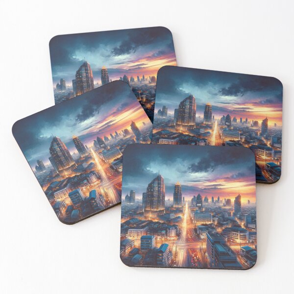Item preview, Bustling Cityscape Dusk Art designed and sold by BestArtByArvind.