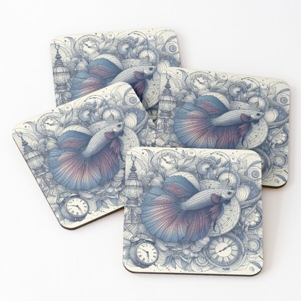 Item preview, Purple Blue Betta Fish Baroque Style betta Pet designed and sold by CoffeeIsATrip.