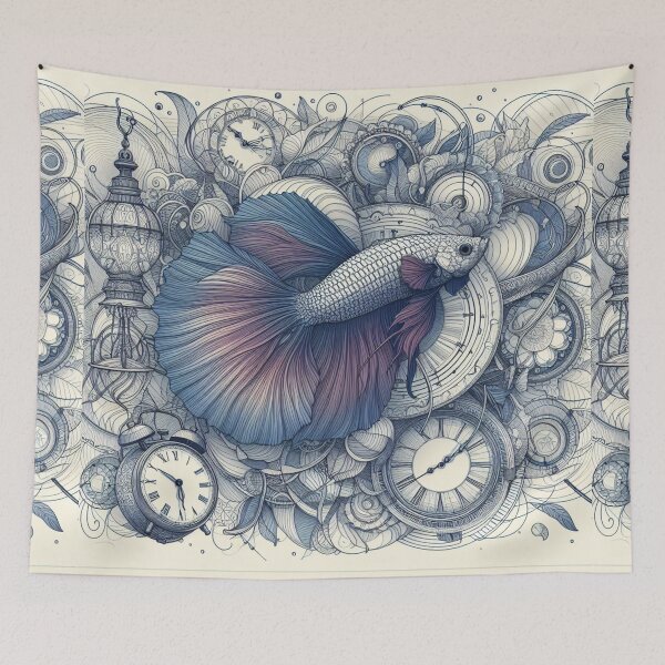 Item preview, Purple Blue Betta Fish Baroque Style betta Pet designed and sold by CoffeeIsATrip.