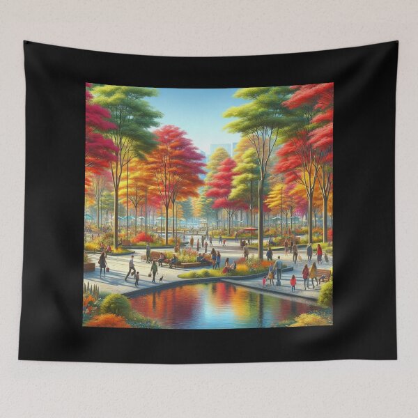 Item preview, Lively Urban Park Autumn Art designed and sold by BestArtByArvind.
