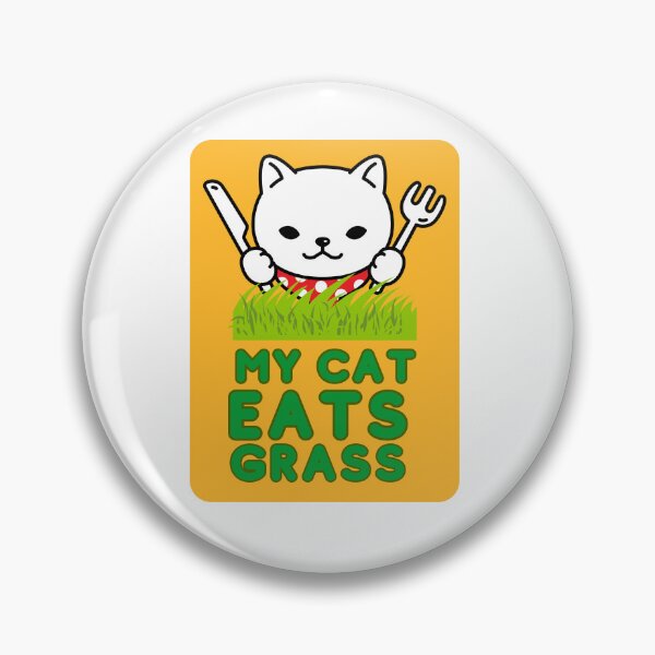 Item preview, My cat eats grass, funny cute cat ready to eat green grass designed and sold by BritishDelights.