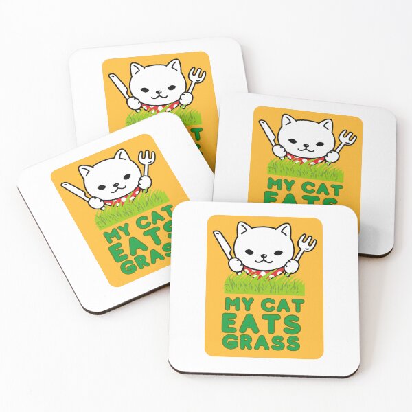 Item preview, My cat eats grass, funny cute cat ready to eat green grass designed and sold by BritishDelights.