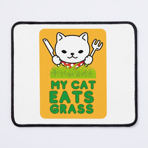 Item preview, My cat eats grass, funny cute cat ready to eat green grass designed and sold by BritishDelights.