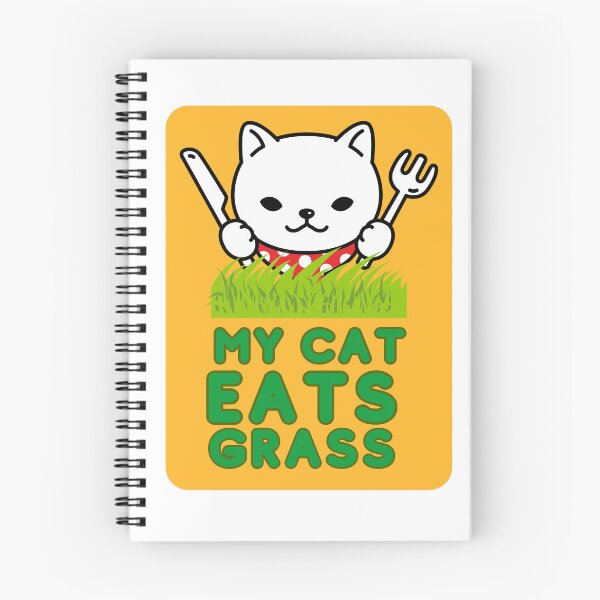 Item preview, My cat eats grass, funny cute cat ready to eat green grass designed and sold by BigfeetLittlepaws.
