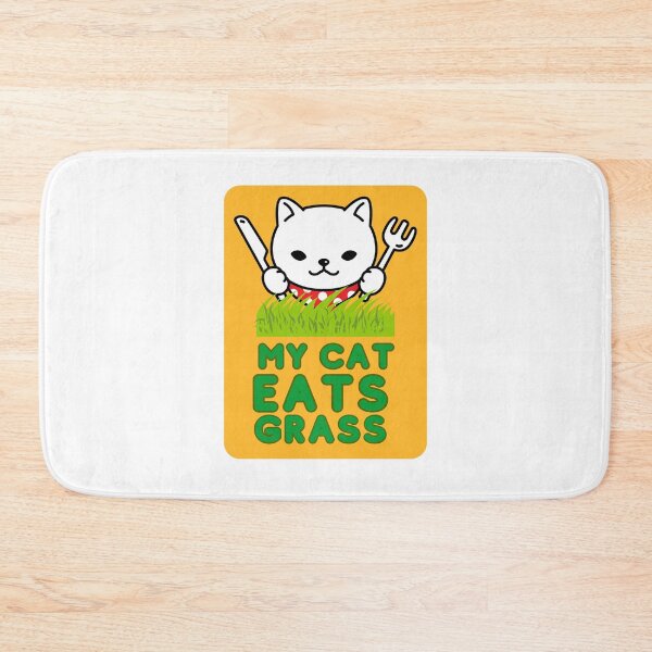 Item preview, My cat eats grass, funny cute cat ready to eat green grass designed and sold by BritishDelights.