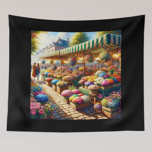 Item preview, Vibrant Flower Market Sunny Day Art designed and sold by BestArtByArvind.