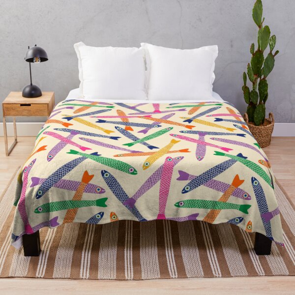 Item preview, ANCHOAS Gráfico brillante, divertido pez maravilloso en colores del arco iris sobre crema - Diseño lanzado - UnBlink Studio de Jackie Tahara designed and sold by Jackie Tahara of UnBlink Studio.