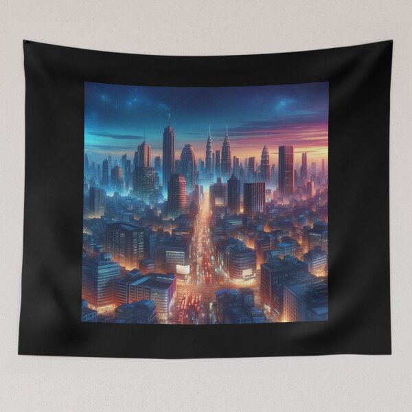 Item preview, Bustling Cityscape Dusk Art designed and sold by BestArtByArvind.