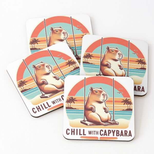 Item preview, Chill With Capybara Beach Retro Sunset designed and sold by WildPalette-Art.