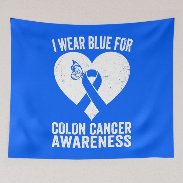 Item preview, I Wear Blue For Colon Cancer Awareness Blue Ribbon Men Women designed and sold by MobyStickers.