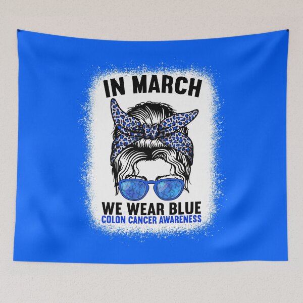 Item preview, In March We Wear Blue For Colon Cancer Awareness Messy Bun designed and sold by MobyStickers.
