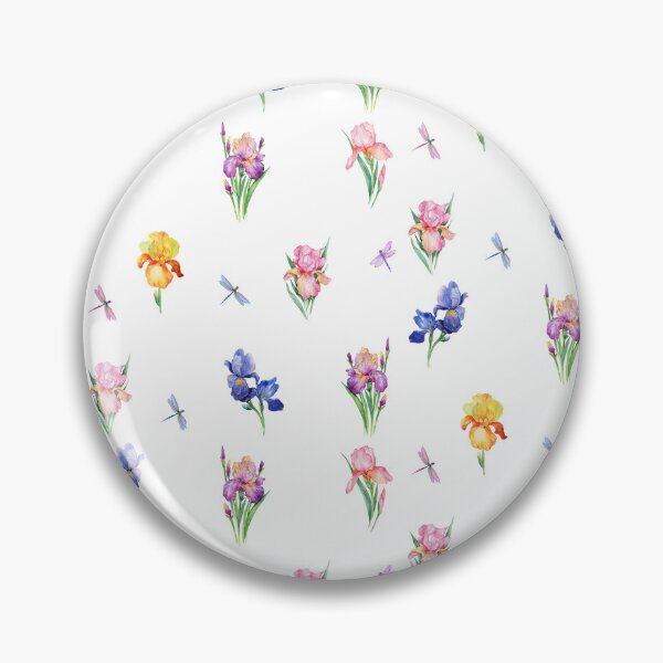 Item preview, Watercolor Iris Flowers with Dragonflies  designed and sold by silviaol.