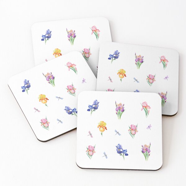 Item preview, Watercolor Iris Flowers with Dragonflies  designed and sold by silviaol.