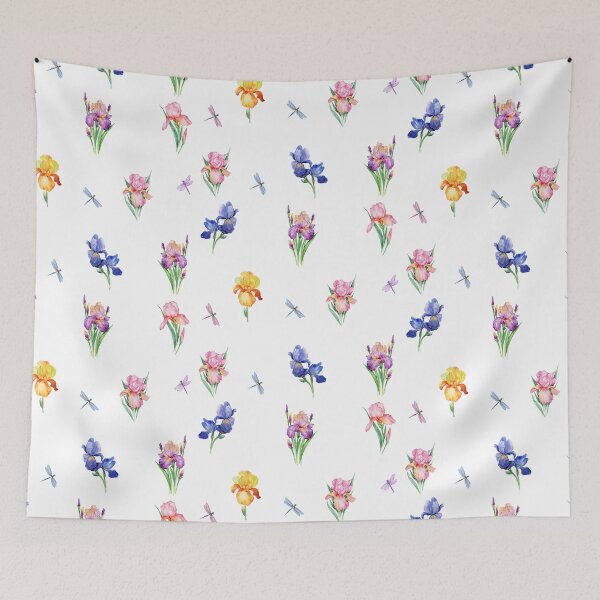 Item preview, Watercolor Iris Flowers with Dragonflies  designed and sold by silviaol.
