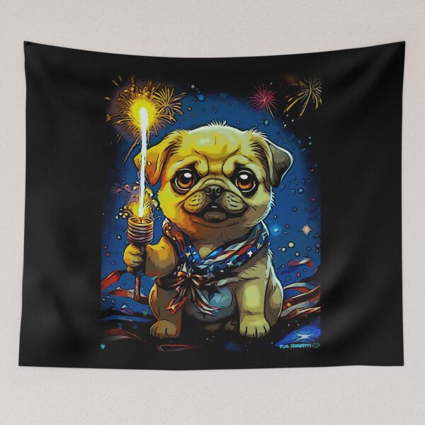 Item preview, Pug HAPPY HOLIDAYS 162 4th of July designed and sold by RedBluffTraders.