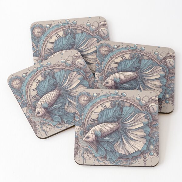 Item preview, Blue Betta Fish Baroque Style Fighting Fish designed and sold by CoffeeIsATrip.