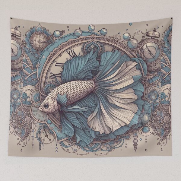 Item preview, Blue Betta Fish Baroque Style Fighting Fish designed and sold by CoffeeIsATrip.