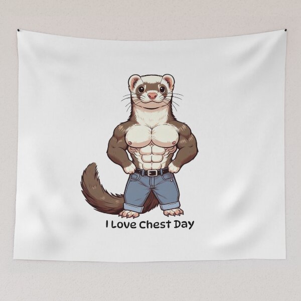 Item preview, I Love Chest Day Ferret Version designed and sold by LemuellTrends.