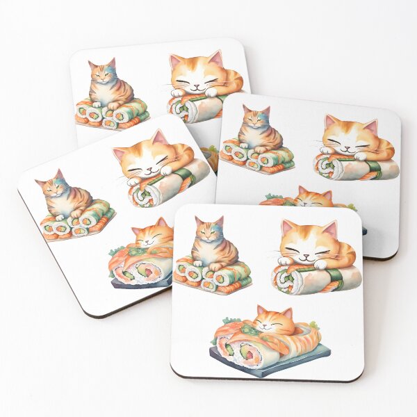 Item preview, Watercolor Sushi Cat Trio designed and sold by Fashon1.