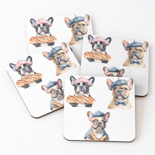 Aperçu de l'œuvre Aquarelle Bouledogue Français Boulanger Trio créée et vendue par Fashon1.