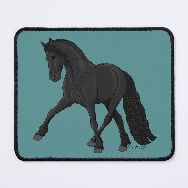 Item preview, Black Friesian Horse Performing Half Pass at a Trot designed and sold by DappledMoon.